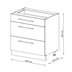 Badschrank Fame-Line Anthrazit-Gold 80 x 82 cm mit 3 Schubladen, ohne Arbeitsplatte Vicco