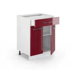 Badschrank Fame-Line Bordeaux Hochglanz 60 x 82 cm mit Schublade, ohne Arbeitsplatte Vicco