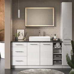 Badschrank Fame-Line Weiß Hochglanz 50 x 82 cm ohne Arbeitsplatte Vicco