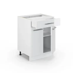 Badschrank Fame-Line Weiß Hochglanz 60 x 82 cm mit Schublade, ohne Arbeitsplatte Vicco