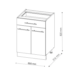 Badschrank Fame-Line Weiß Landhaus 60 x 82 cm mit Schublade, ohne Arbeitsplatte Vicco