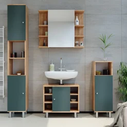 Badschrank Fynn Grün 30 x 190 cm Vicco