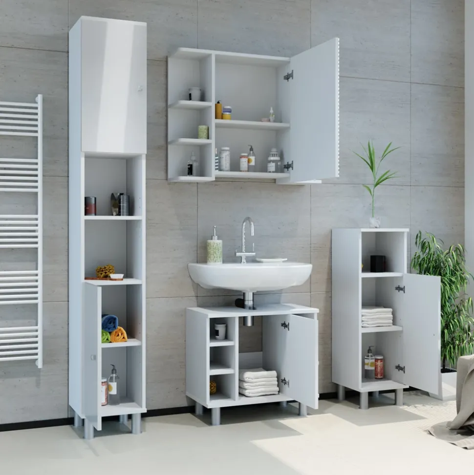 Badschrank Fynn Weiß Hochglanz 30 x 190 cm Vicco