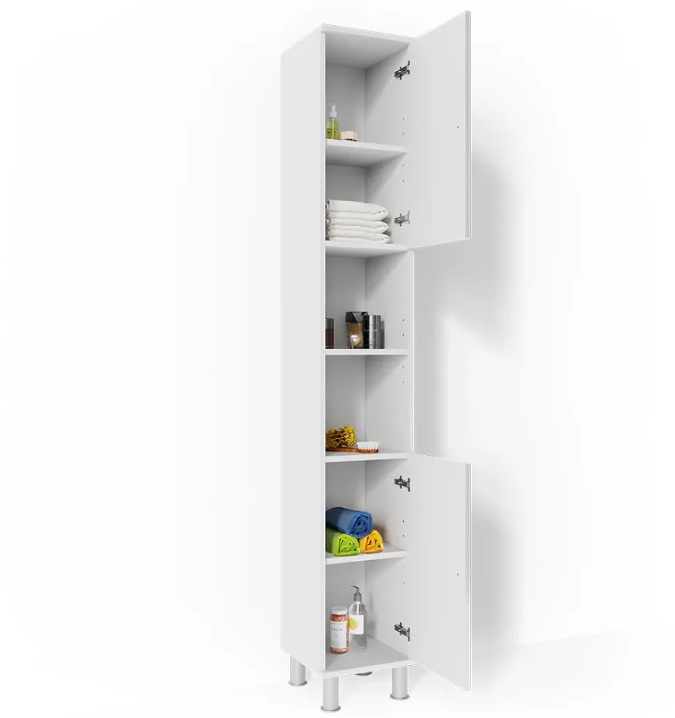 Badschrank Fynn Weiß Hochglanz 30 x 190 cm Vicco