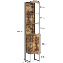 Badschrank Fyrk Antikholz 33 x 185 cm Vicco
