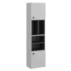 Badschrank Gerta Grau 37.5 x 150 cm mit Tür und offenen Fächern Vicco