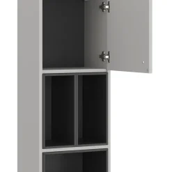 Badschrank Gerta Grau 37.5 x 150 cm mit Tür und offenen Fächern Vicco