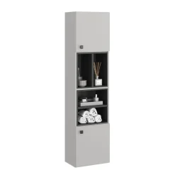 Badschrank Gerta Grau 37.5 x 150 cm mit Tür und offenen Fächern Vicco