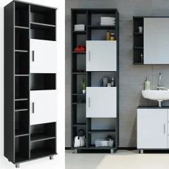 Badschrank Ilias Anthrazit/Weiß 60 x 190 cm Vicco