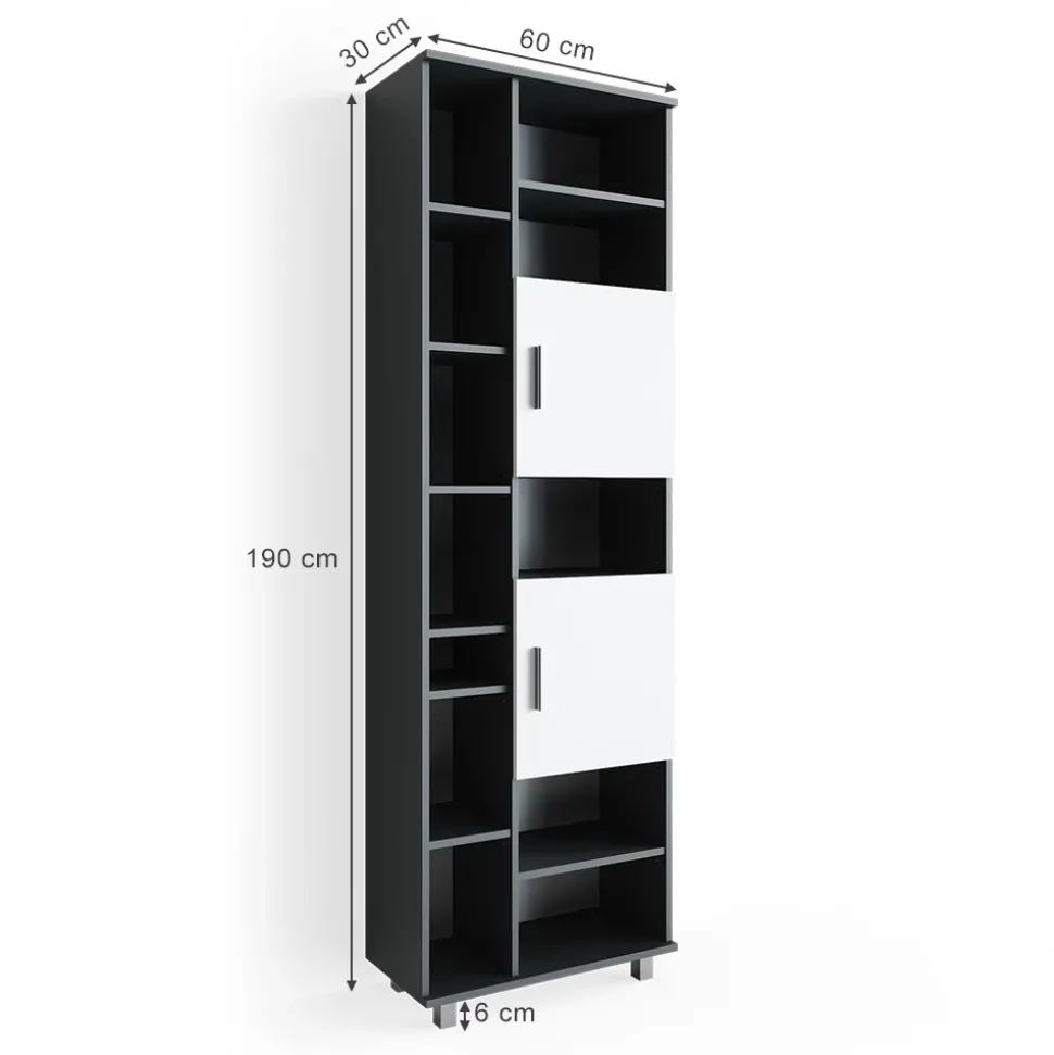 Badschrank Ilias Anthrazit/Weiß 60 x 190 cm Vicco