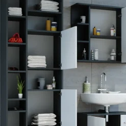 Badschrank Ilias Anthrazit/Weiß 60 x 190 cm Vicco