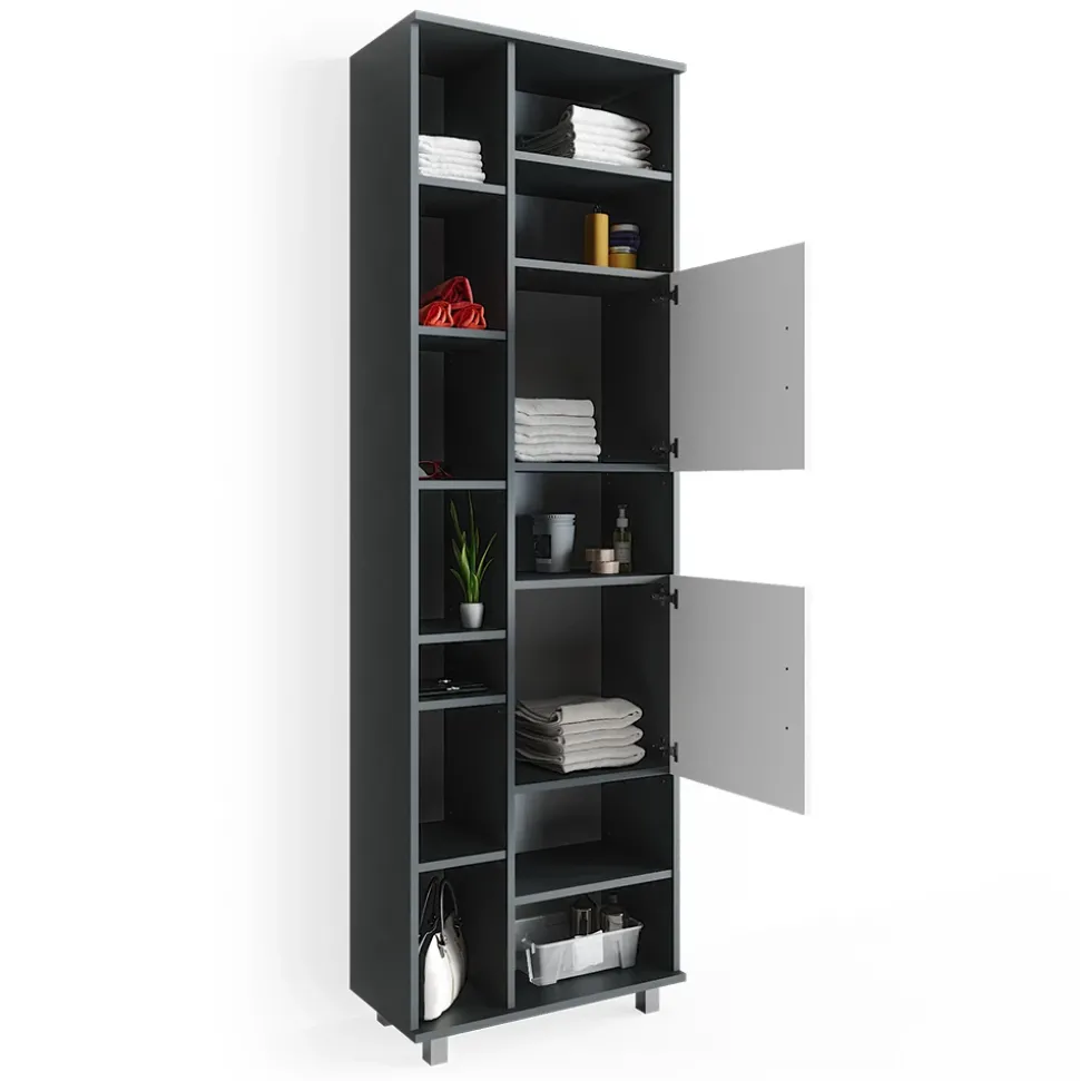 Badschrank Ilias Anthrazit/Weiß 60 x 190 cm Vicco