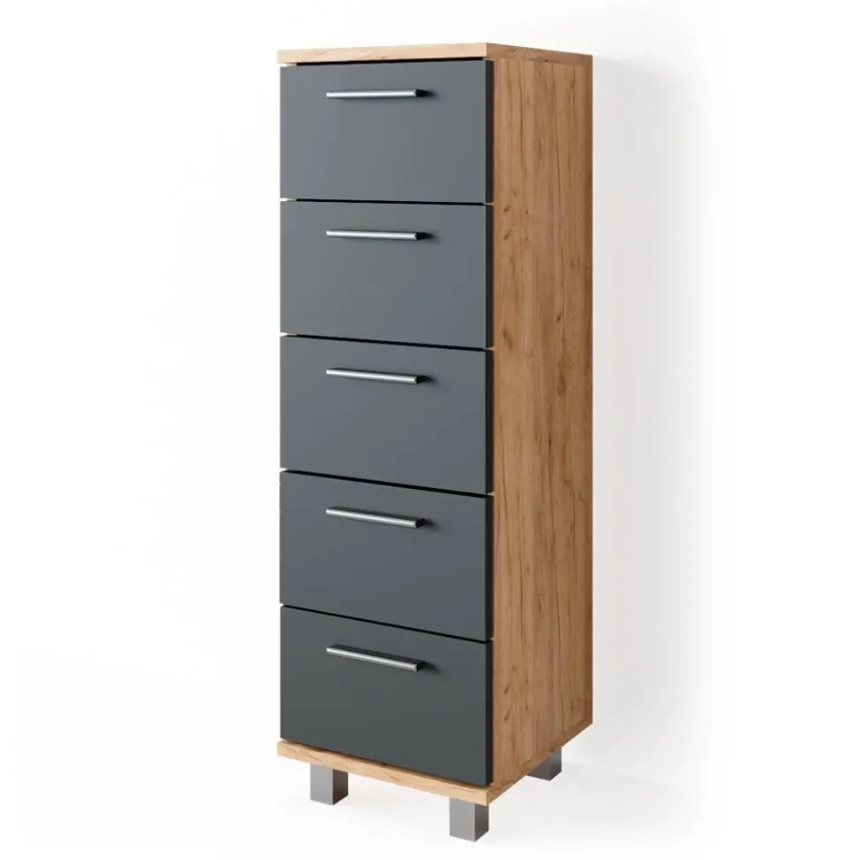 Badschrank Ilias Goldkraft Eiche 30 x 95 cm Vicco