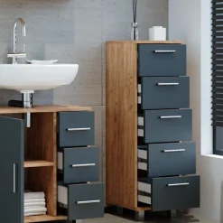 Badschrank Ilias Goldkraft Eiche 30 x 95 cm Vicco