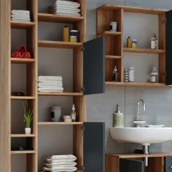 Badschrank Ilias Goldkraft Eiche 60 x 190 cm Vicco