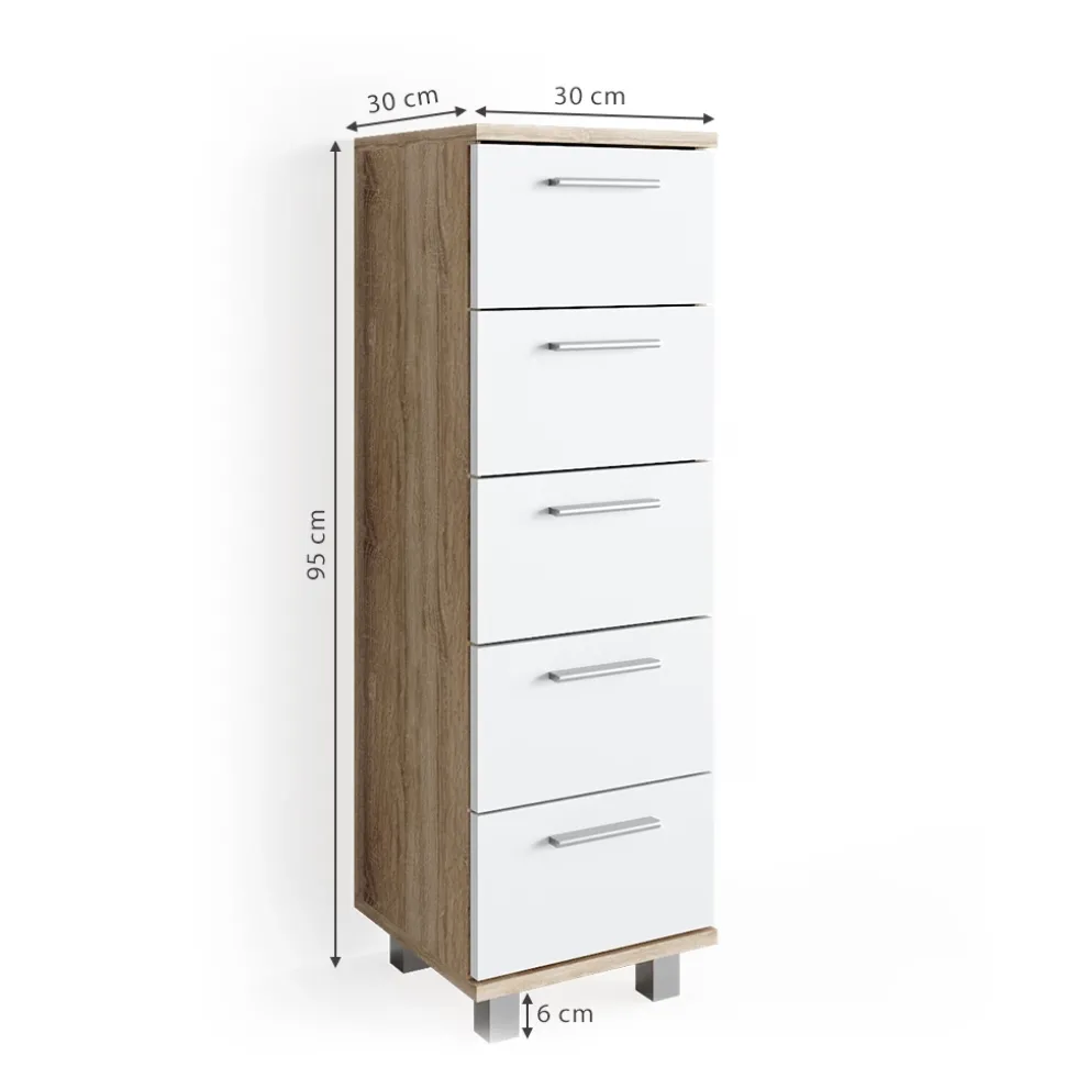 Badschrank Ilias Sonoma 30 x 95 cm Vicco