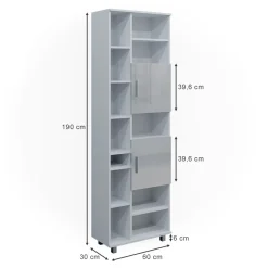 Badschrank Ilias Weiß Hochglanz 60 x 190 cm Vicco