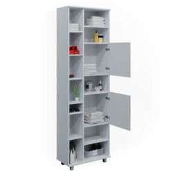 Badschrank Ilias Weiß Hochglanz 60 x 190 cm Vicco