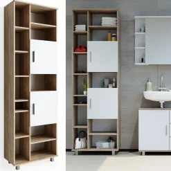 Badschrank Ilias Weiß/Sonoma 60 x 190 cm Vicco