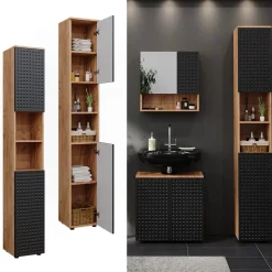 Badschrank Irma Anthrazit gepunktet 30 x 192 cm Vicco