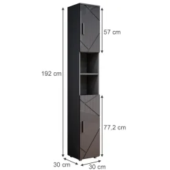 Badschrank Irma Anthrazit Hochglanz 30 x 192 cm Vicco