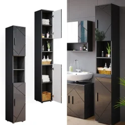 Badschrank Irma Anthrazit Hochglanz 30 x 192 cm Vicco