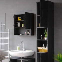 Badschrank Irma Anthrazit Hochglanz 30 x 192 cm Vicco