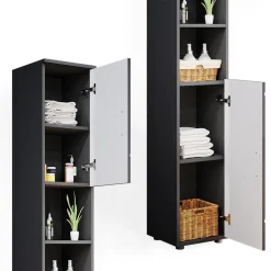 Badschrank Irma Anthrazit Hochglanz 30 x 192 cm Vicco