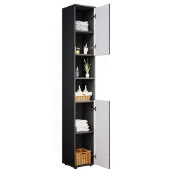 Badschrank Irma Anthrazit Hochglanz 30 x 192 cm Vicco