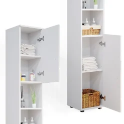 Badschrank Irma Weiß Hochglanz 30 x 192 cm Vicco