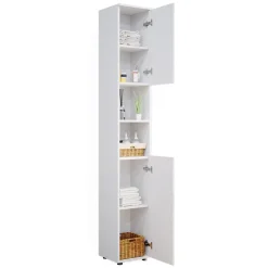 Badschrank Irma Weiß Hochglanz 30 x 192 cm Vicco