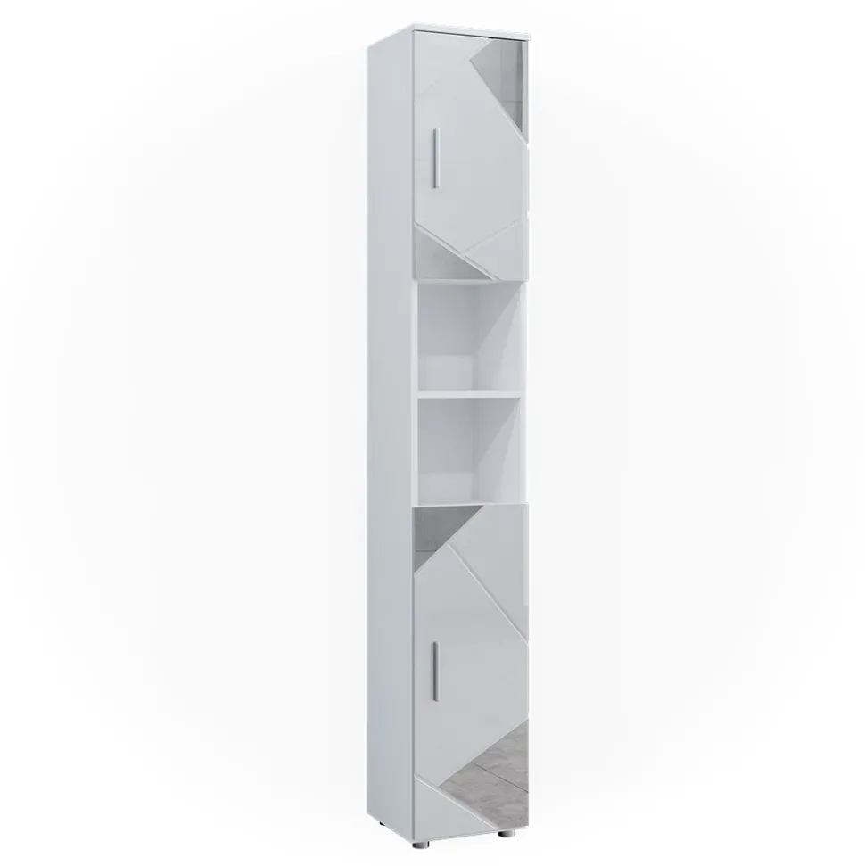 Badschrank Irma Weiß Hochglanz mit Einsätzen 30 x 192 cm Vicco