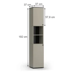 Badschrank Joli Greige 37 x 192 cm mit 2 Türen Vicco