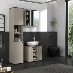 Badschrank Joli Greige 37 x 192 cm mit 2 Türen Vicco