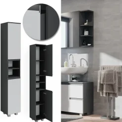 Badschrank J-Shape Weiß 30 x 190 cm Vicco