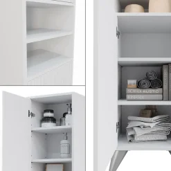 Badschrank Leano Weiß 38 x 180 cm mit 2 Türen Vicco