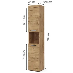 Badschrank Luna Eiche Wotan 37 x 190 cm Vicco