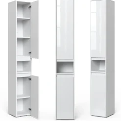 Badschrank Majest Weiß 30.2 x 191.5 cm mit Türen und offenem Fach Vicco