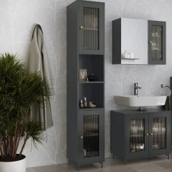 Badschrank Malte Grau 30 x 171.5 cm Vicco