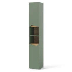 Badschrank Marelle Grün/Artisan 30 x 180 cm mit Türen und offenen Fächern Vicco