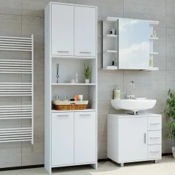 Badschrank Maris Weiß 56.1 x 190 cm Toilettenschrank Vicco