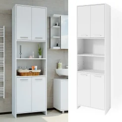 Badschrank Maris Weiß 56.1 x 190 cm Toilettenschrank Vicco