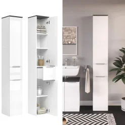 Badschrank Otis Weiß Hochglanz 30 x 190 cm Vicco