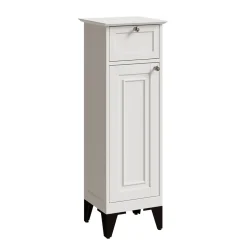 Badschrank Vanity Weiß 32 x 92 cm mit Schublade Vicco