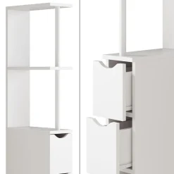 Badschrank Vera Weiß 15 x 137 cm mit 3 Schubladen Vicco