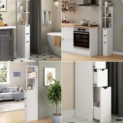 Badschrank Vera Weiß 15 x 137 cm mit 3 Schubladen Vicco