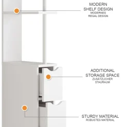 Badschrank Vera Weiß 15 x 137 cm mit 3 Schubladen Vicco