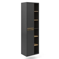 Badschrank Viola Anthrazit 50 x 170 cm mit Türen, und offenen Fächern Vicco