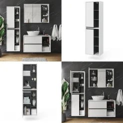 Badschrank Viola Weiß 50 x 170 cm Vicco