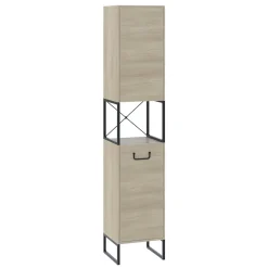 Badschrank Vionna Eiche/Schwarz 36 x 185 cm mit 2 Türen Vicco